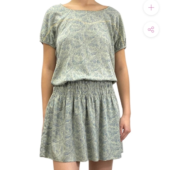 Scotch & Soda Dresses & Skirts - Maison Scotch Mini Dress Dainty Print Short Sleeve Smocked Waist Blouson S/M